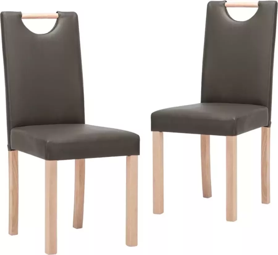 VidaXL Eetkamerstoelen 2 st kunstleer grijs - Foto 2
