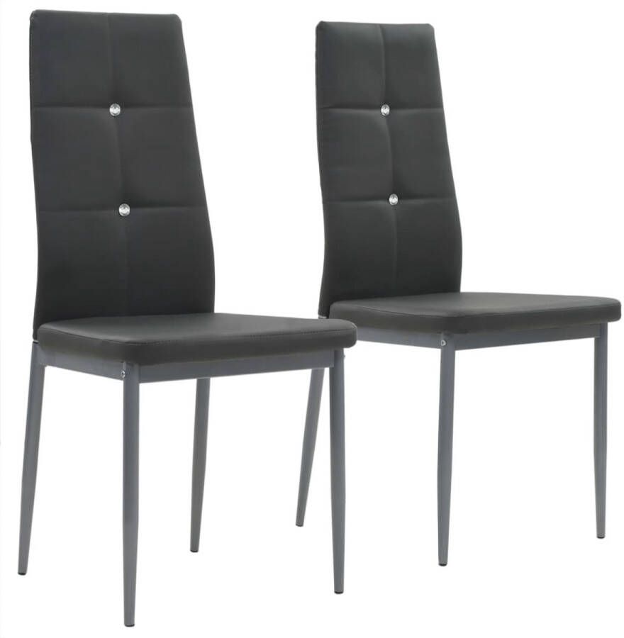 VidaXL Eetkamerstoelen Kunstleer Grijs 2 stuks Eetkamerstoelen Kunstleder Meubels Grijze Stoelen Salontafel Dining Chairs Keukenstoelen Moderner Interieurstijl Comfortabele Stoelen Luxe Stoelen Stijlvolle Stoelen - Foto 2