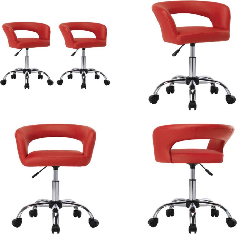 VidaXL Eetkamerstoelen 2 st kunstleer rood Eetkamerstoel Eetkamerstoelen Keukenstoel Keukenstoelen