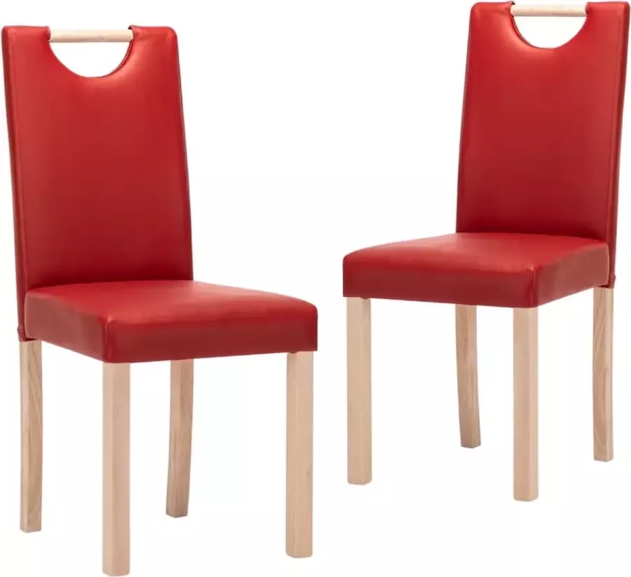 VidaXL Eetkamerstoelen 2 st kunstleer wijnrood - Foto 3