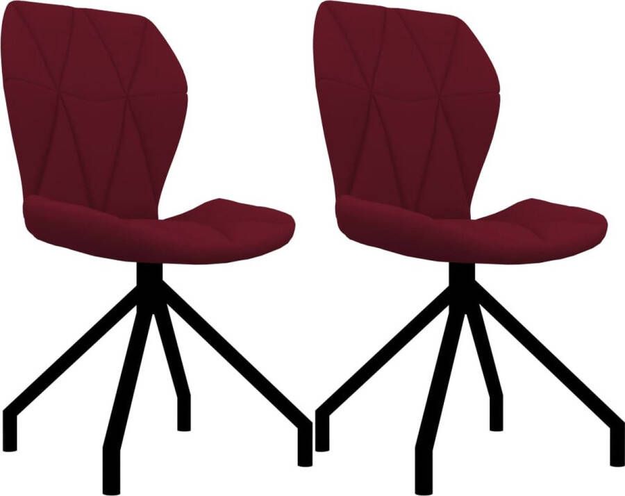 VidaXL Eetkamerstoelen 2 st kunstleer wijnrood