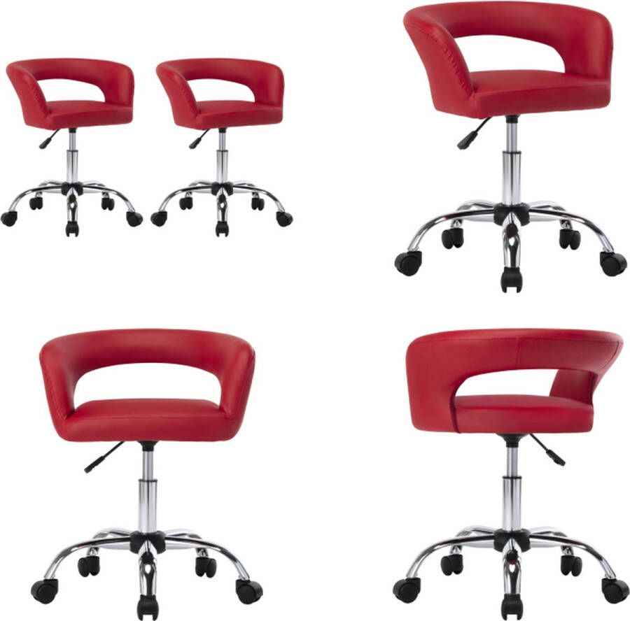 VidaXL Eetkamerstoelen 2 st kunstleer wijnrood Eetkamerstoel Eetkamerstoelen Keukenstoel Keukenstoelen