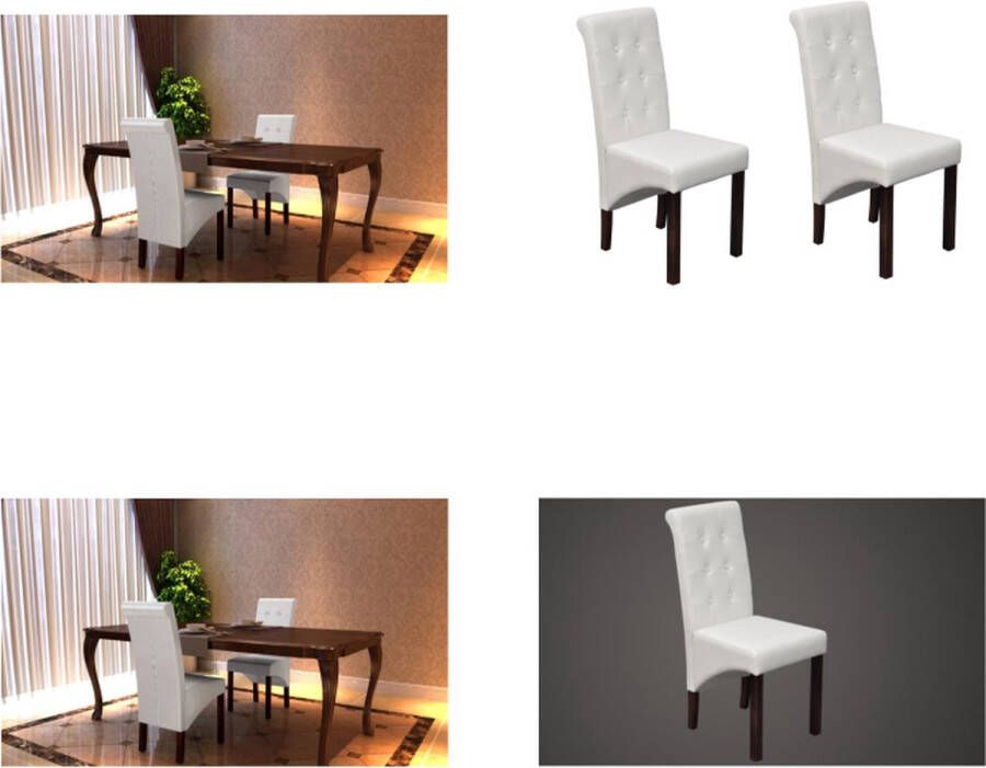 VidaXL -Eetkamerstoelen-2-st-kunstleer-wit - Foto 2