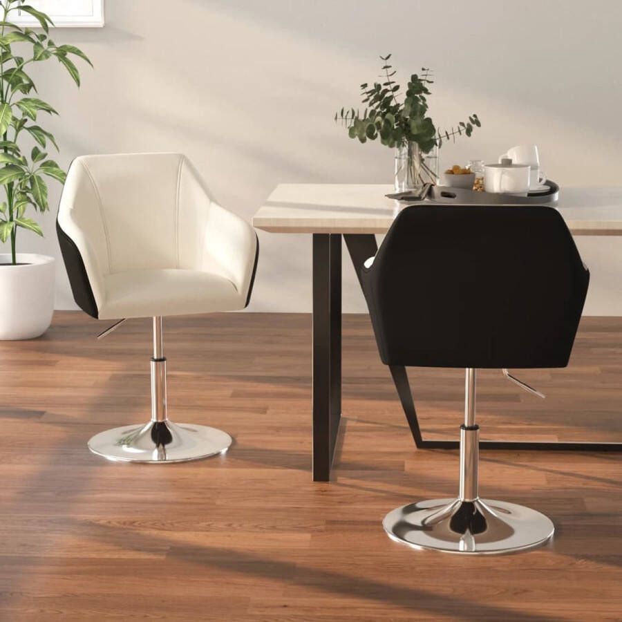 VidaXL -Eetkamerstoelen-2-st-kunstleer-wit-en-zwart