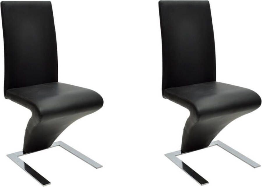 VidaXL -Eetkamerstoelen-2-st-kunstleer-zwart