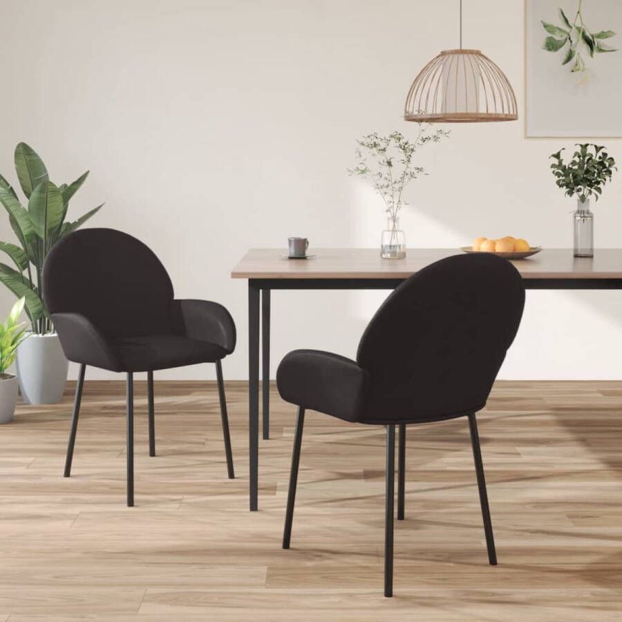 VidaXL -Eetkamerstoelen-2-st-kunstleer-zwart