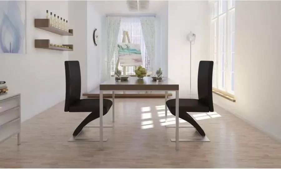 VidaXL -Eetkamerstoelen-2-st-kunstleer-zwart - Foto 2