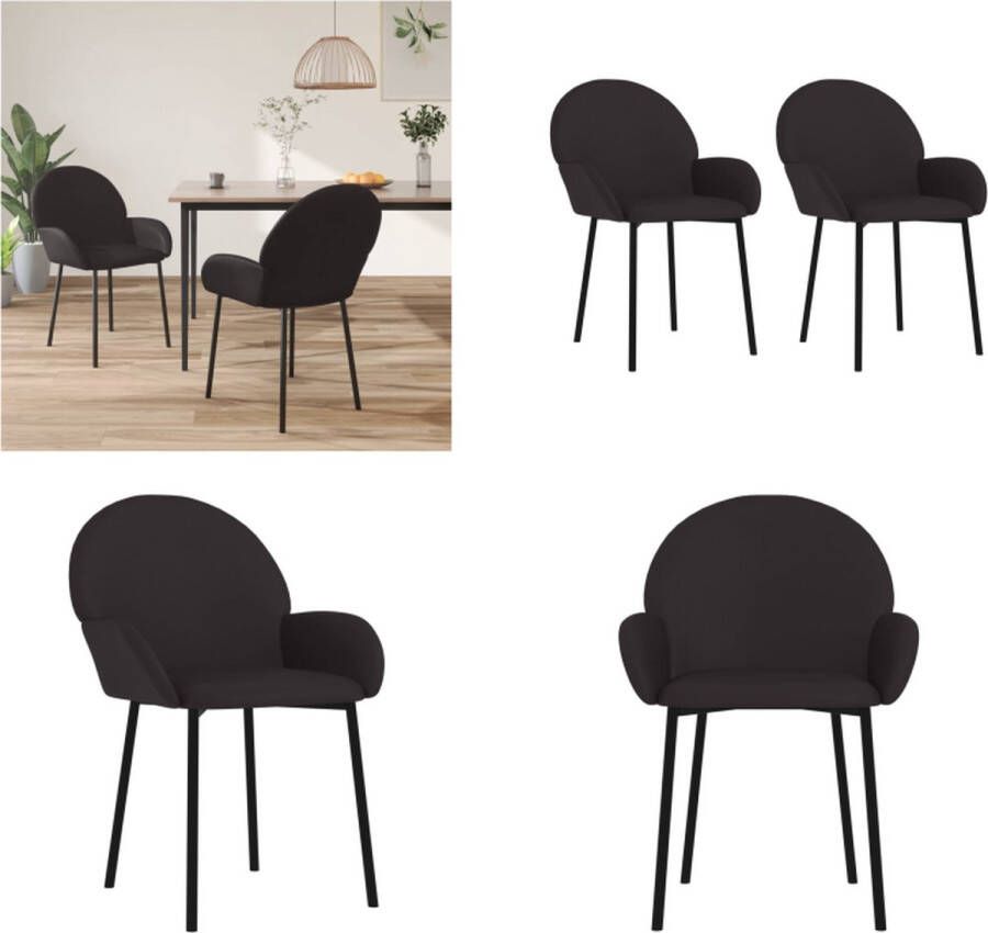 VidaXL Eetkamerstoelen 2 st kunstleer zwart Eetkamerstoel Eetkamerstoelen Dinerstoel Keukenstoel