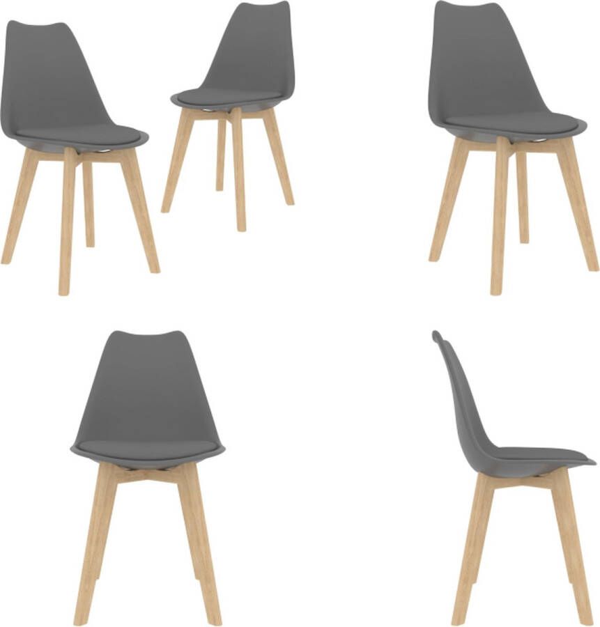 VidaXL Eetkamerstoelen 2 st kunststof grijs Eetkamerstoel Eetkamerstoelen Bijzetstoel Bijzetstoelen