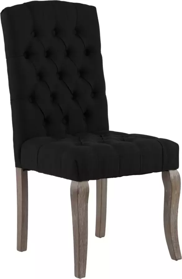 VIDAXL Eetkamerstoelen 2 st linnen-look stof zwart - Foto 2