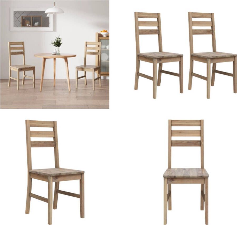 VidaXL Eetkamerstoelen 2 st massief acaciahout Eetkamerstoel Eetkamerstoelen Diner Stoel Diner Stoelen