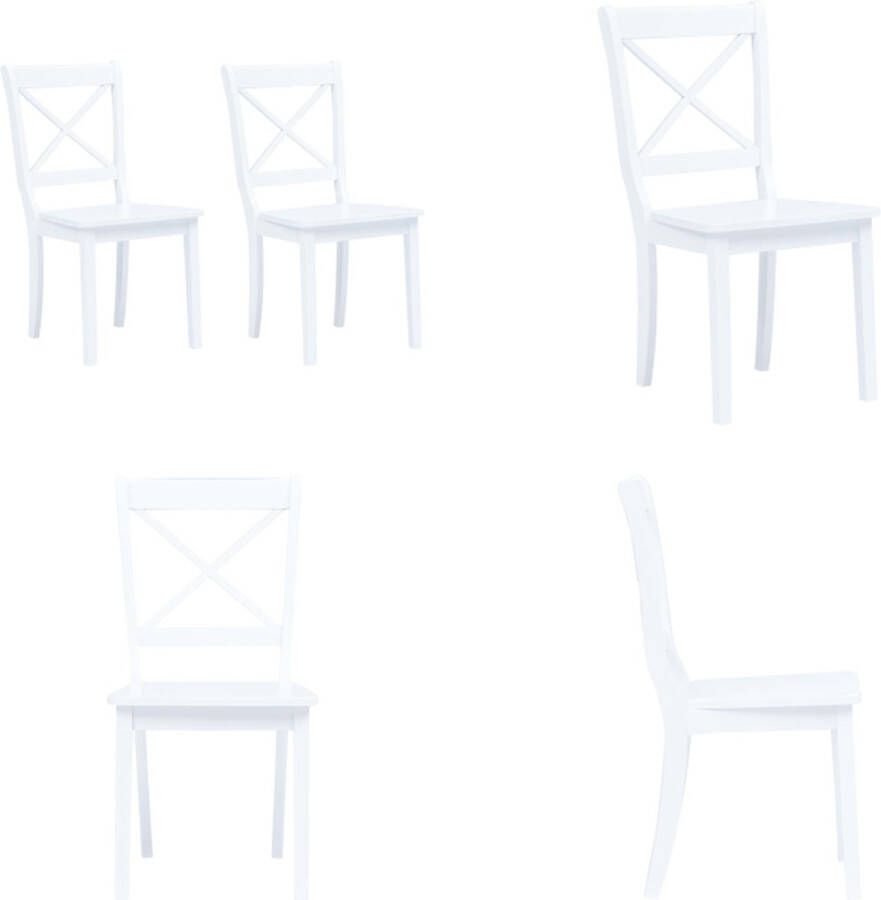VidaXL Eetkamerstoelen 2 st massief rubberwood wit Eetkamerstoel Eetkamerstoelen Dinerstoel Dinerstoelen