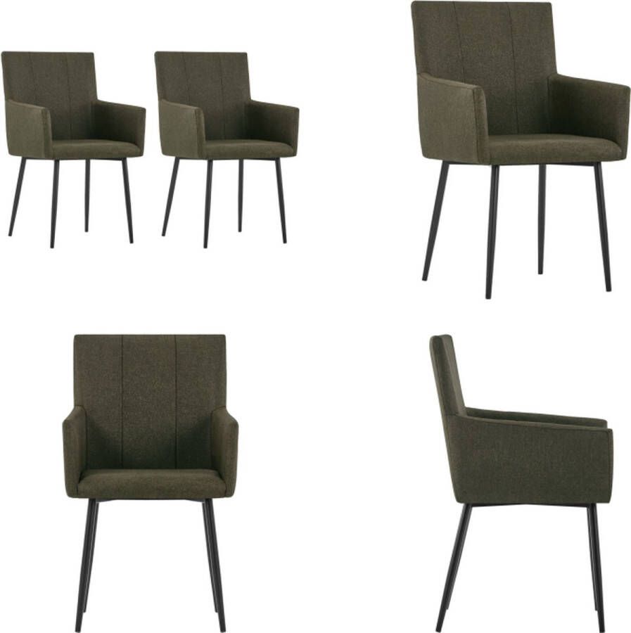 VidaXL Eetkamerstoelen 2 st met armleuningen stof bruin Eetkamerstoel Eetkamerstoelen Keukenstoelen Keukenstoel