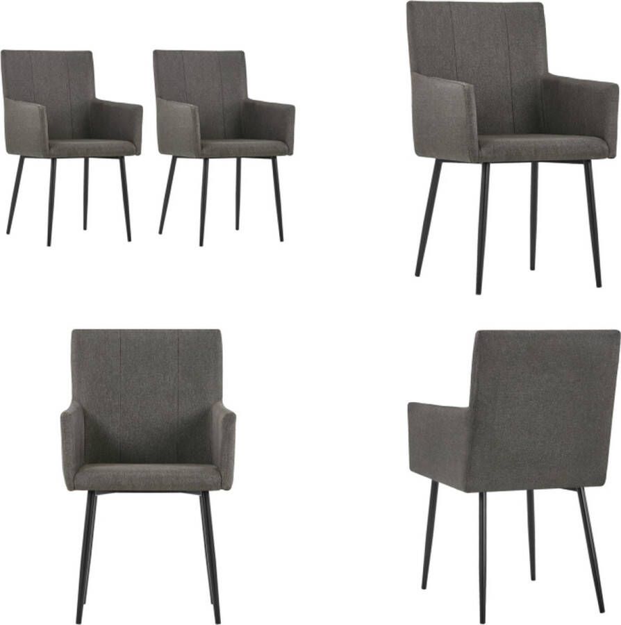 VidaXL Eetkamerstoelen 2 st met armleuningen stof taupe Eetkamerstoel Eetkamerstoelen Keukenstoelen Keukenstoel