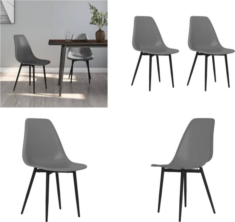 VidaXL -Eetkamerstoelen-2-st-PP-grijs - Foto 2
