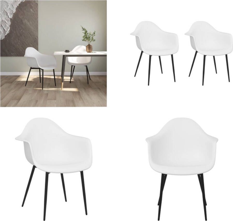 VidaXL Eetkamerstoelen 2 st PP wit Eetkamerstoel Eetkamerstoelen Keukenstoel Keukenstoelen - Foto 2