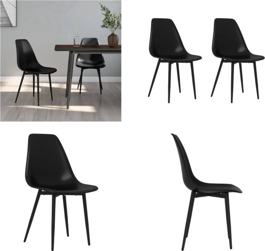 VidaXL -Eetkamerstoelen-2-st-PP-zwart - Foto 2