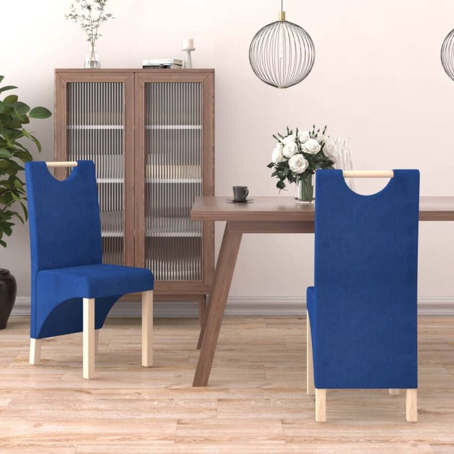 VidaXL -Eetkamerstoelen-2-st-stof-blauw - Foto 2