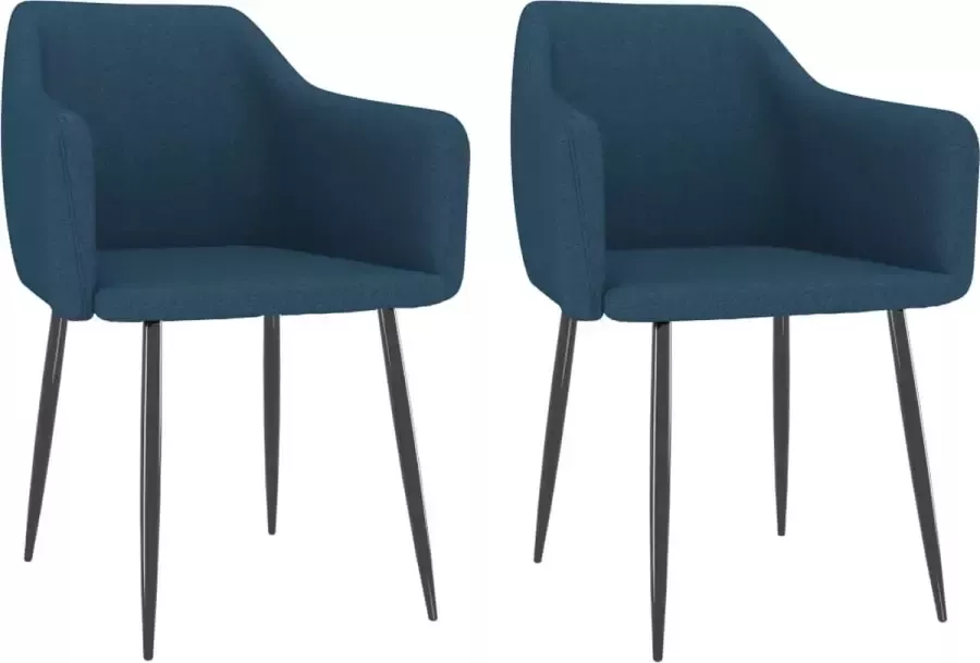 VidaXL Eetkamerstoelen 2 st stof blauw - Foto 1