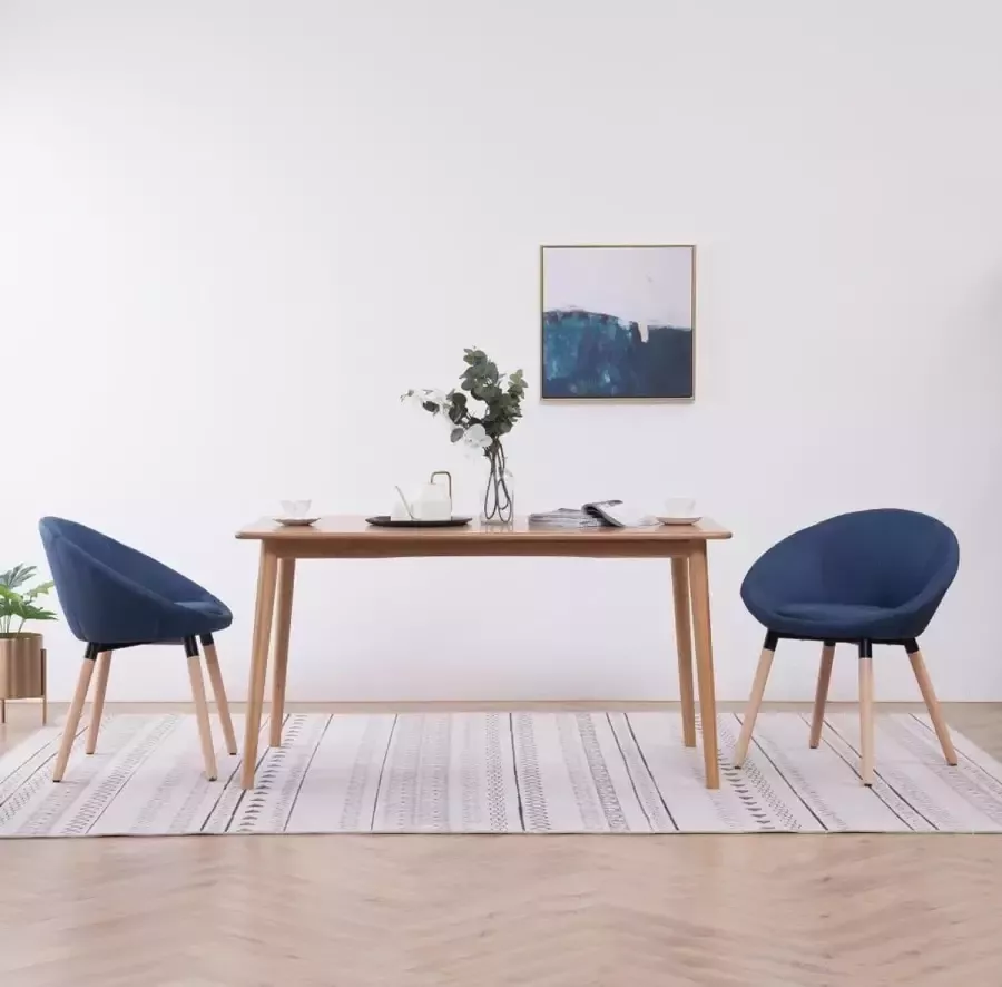 VidaXL -Eetkamerstoelen-2-st-stof-blauw - Foto 2