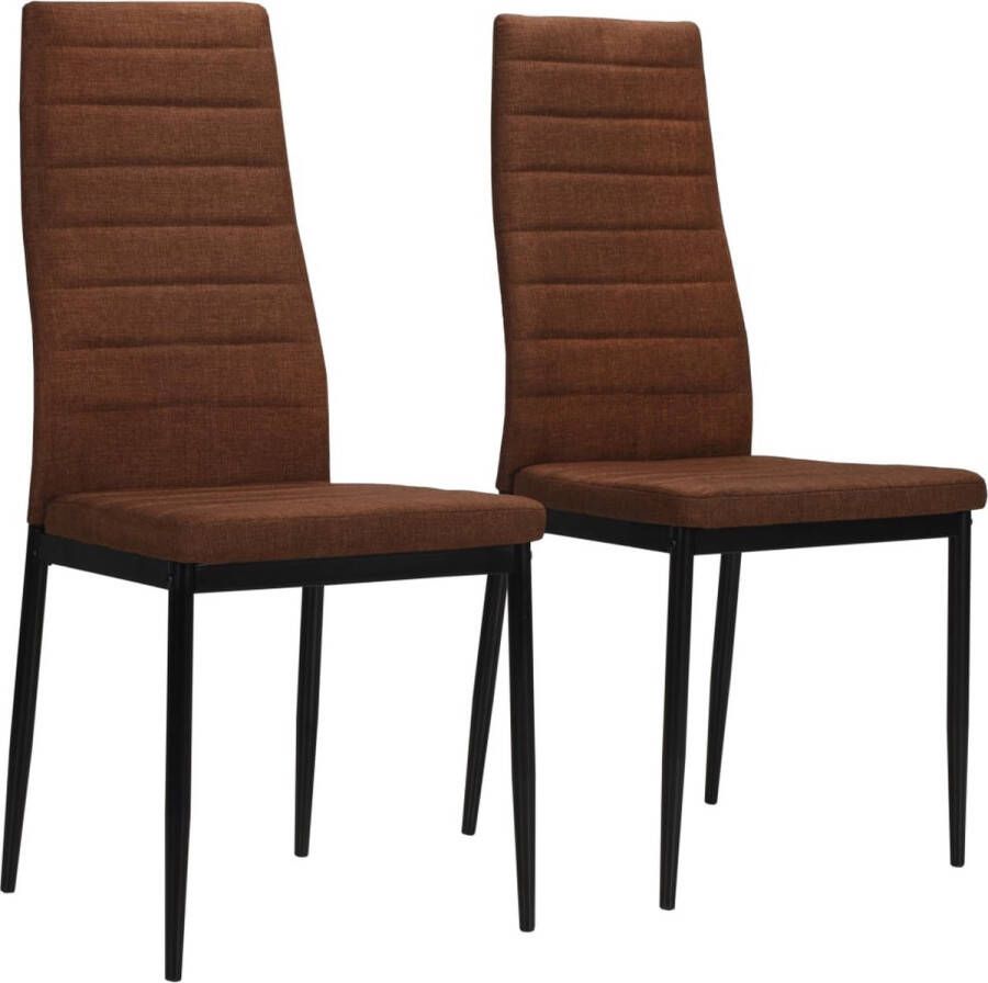 VidaXL Eetkamerstoelen 2 st stof bruin