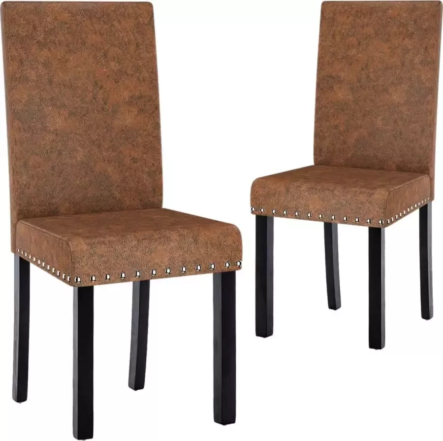 VidaXL Eetkamerstoelen 2 st stof bruin - Foto 3