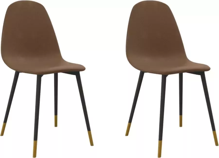 VidaXL Eetkamerstoelen 2 st stof bruin - Foto 2
