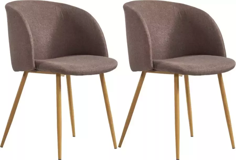 VidaXL Eetkamerstoelen 2 st stof bruin - Foto 1