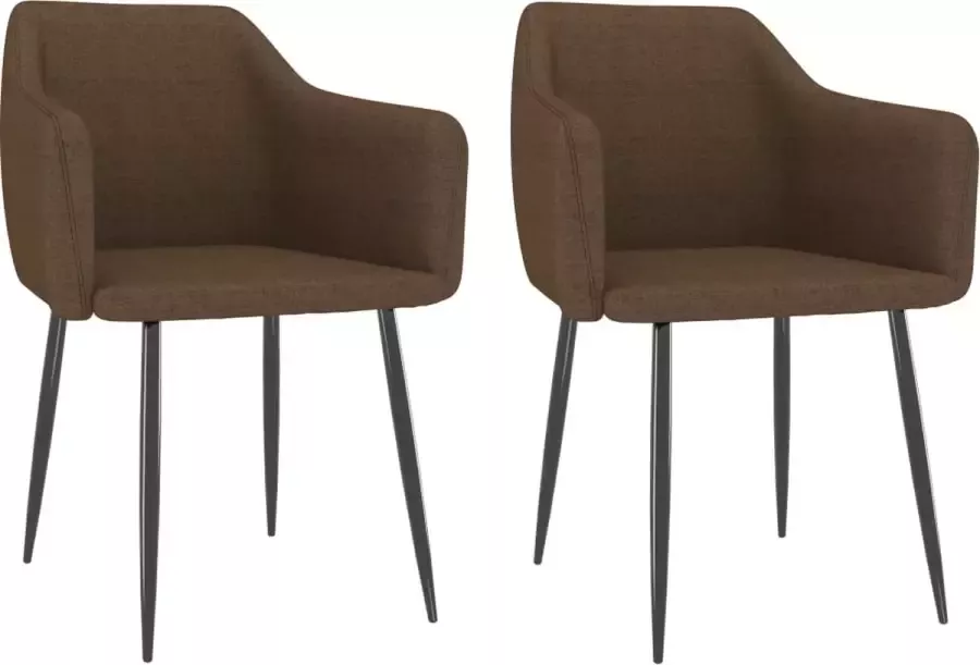 VidaXL Eetkamerstoelen 2 st stof bruin - Foto 1