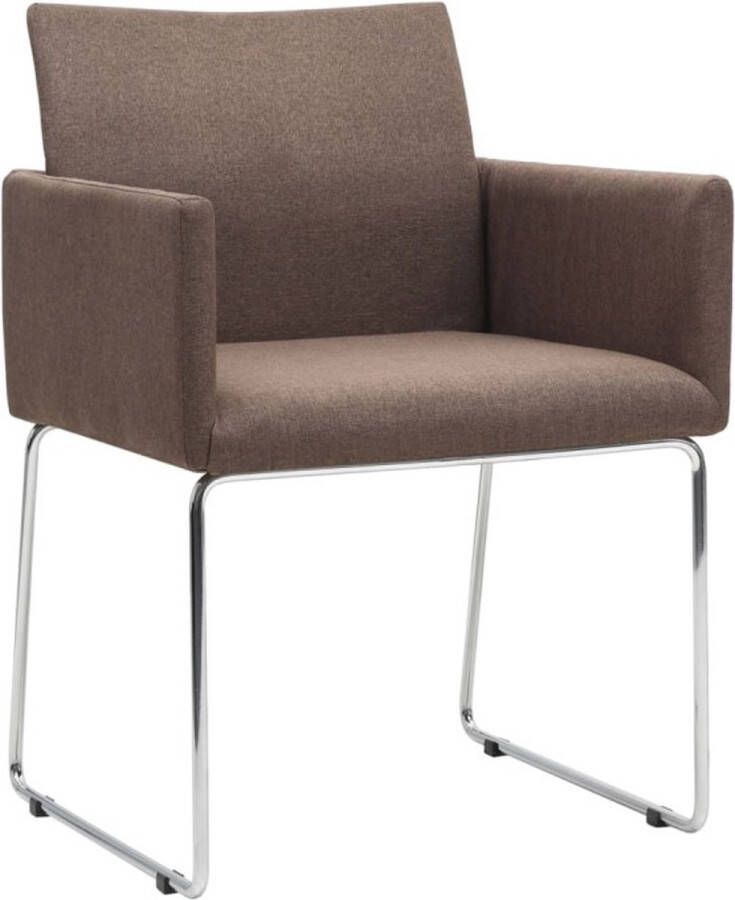 VidaXL -Eetkamerstoelen-2-st-stof-bruin