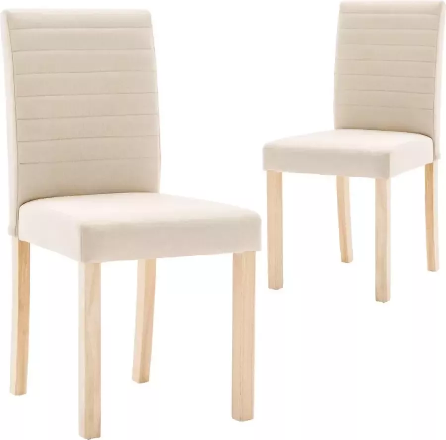 VidaXL Eetkamerstoelen 2 st stof crèmekleurig - Foto 2