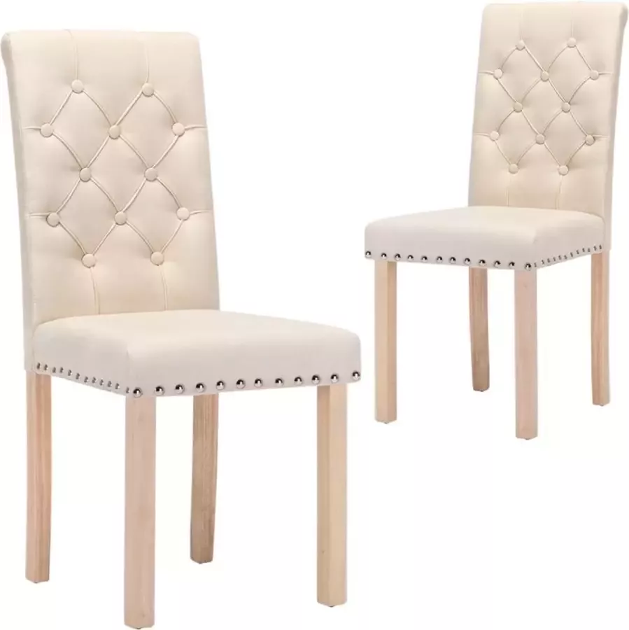 VidaXL Eetkamerstoelen 2 st stof crèmekleurig - Foto 2