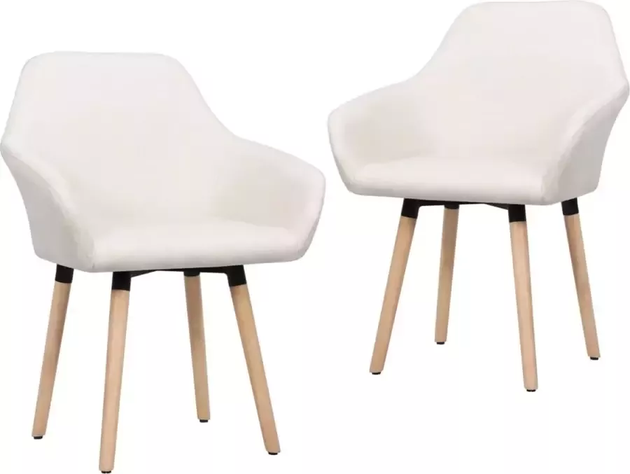 VidaXL Eetkamerstoelen 2 st stof crèmekleurig