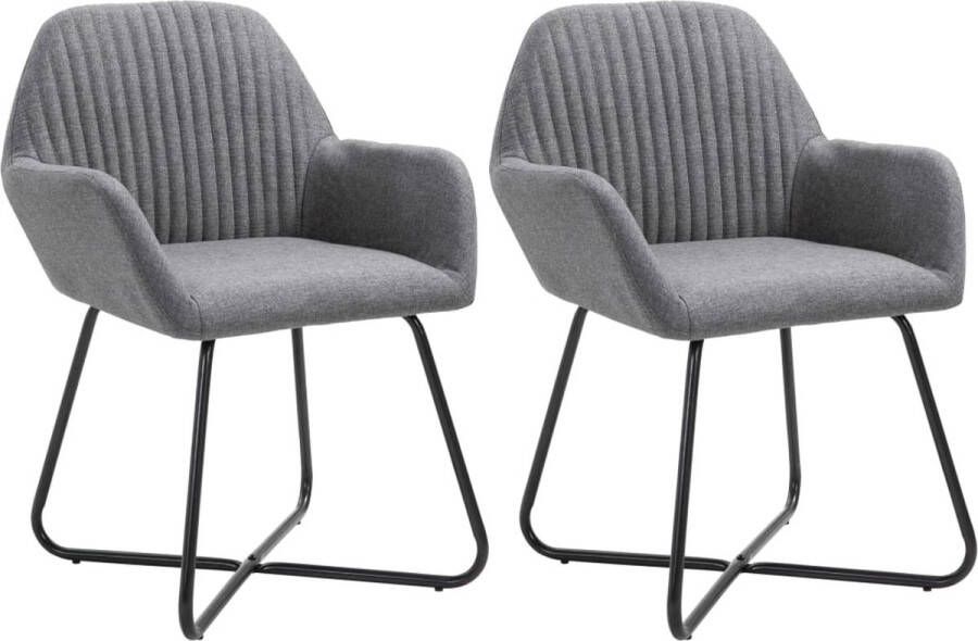 VidaXL Eetkamerstoelen Set van 2 Stof Donkergrijs Eetkamerstoelen Donker Grijs Velours Design Meubels Stoffen Stoelen Comfortabele Stoelen Eetkamersets - Foto 2