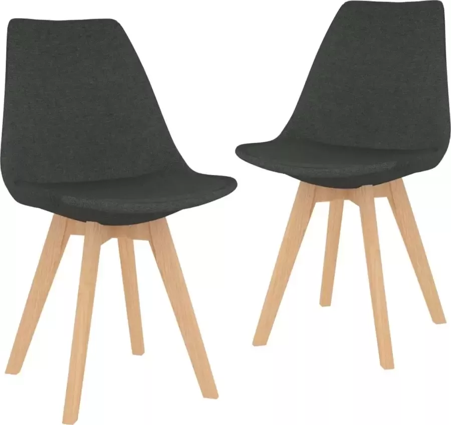 VidaXL Eetkamerstoelen 2 st stof donkergrijs