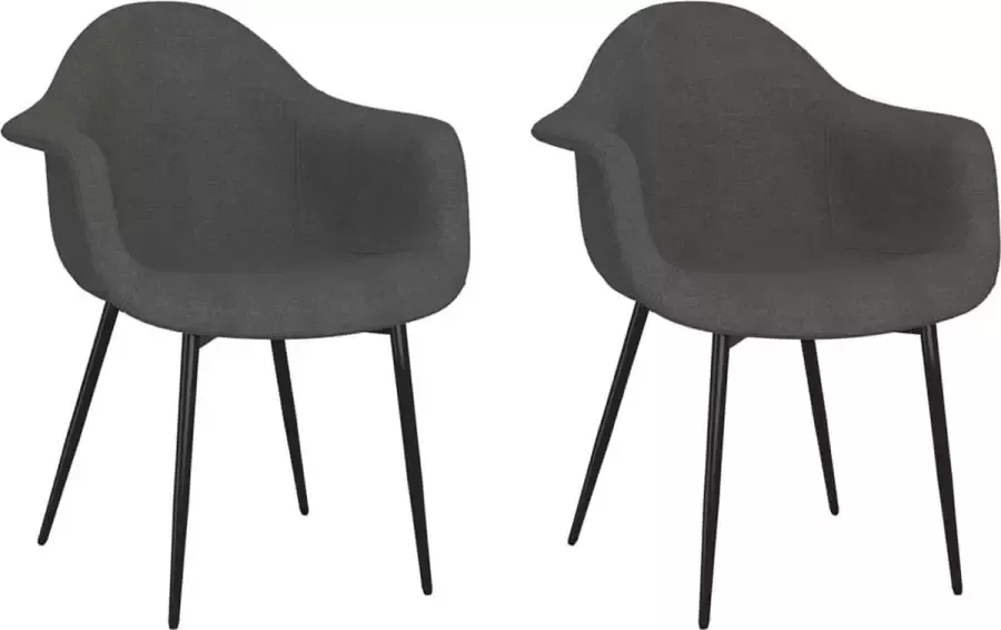 VidaXL Eetkamerstoelen 2 st stof donkergrijs - Foto 2