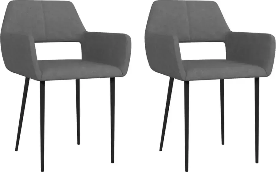 VidaXL Eetkamerstoelen 2 st stof donkergrijs