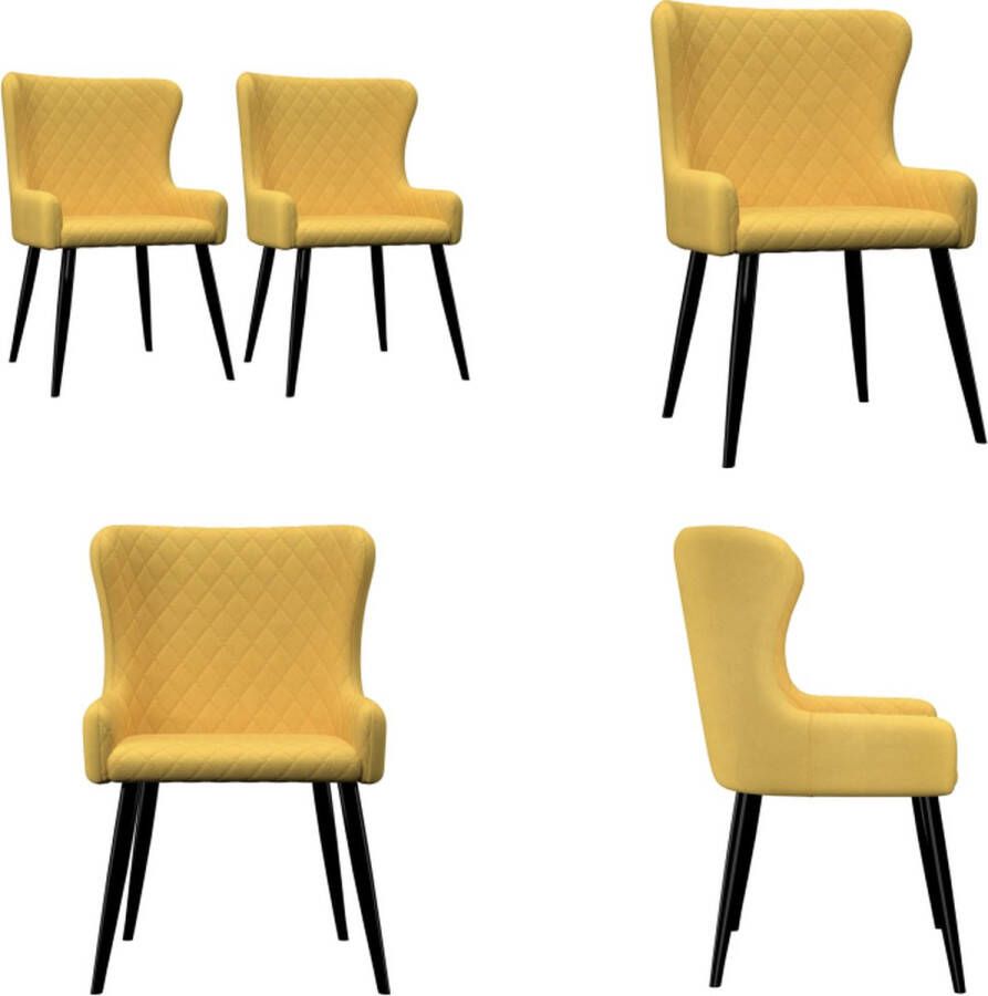 VidaXL Eetkamerstoelen 2 st stof geel Eetkamerstoel Eetkamerstoelen Keukenstoelen Keukenstoel