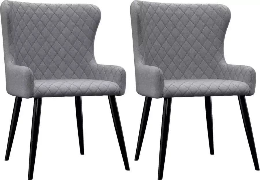 VidaXL -Eetkamerstoelen-2-st-stof-lichtgrijs