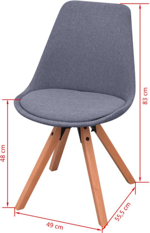 VidaXL Eetkamerstoelen 2 st stof lichtgrijs