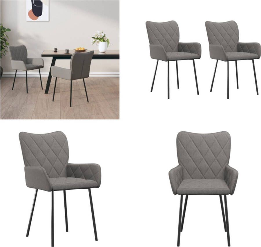 VidaXL -Eetkamerstoelen-2-st-stof-lichtgrijs - Foto 2