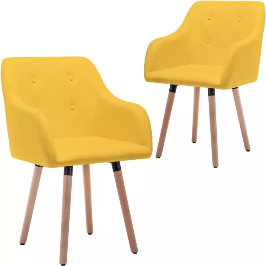 VidaXL Eetkamerstoelen 2 st stof mosterdgeel