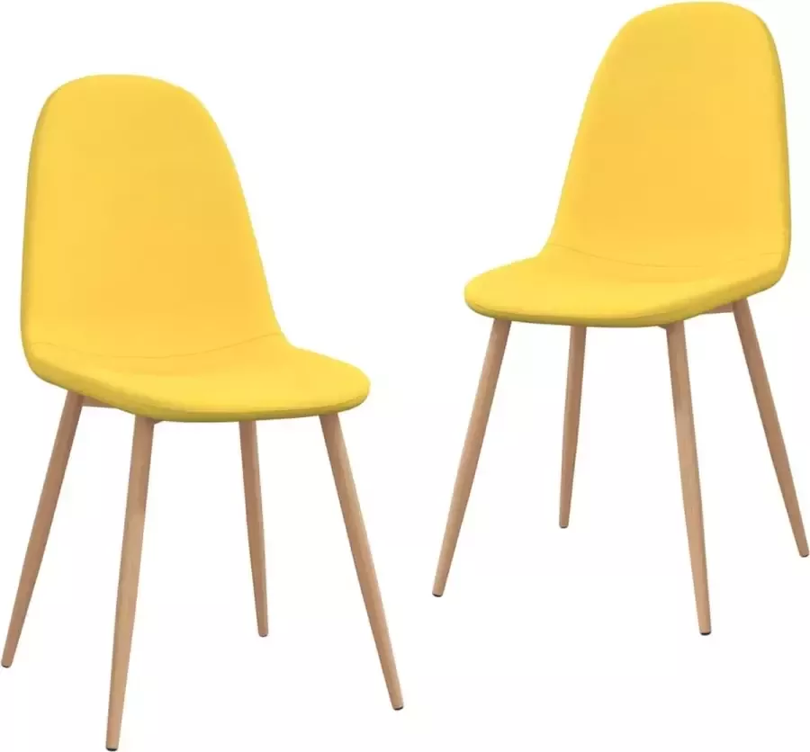 VidaXL Eetkamerstoelen 2 st stof mosterdgeel - Foto 2