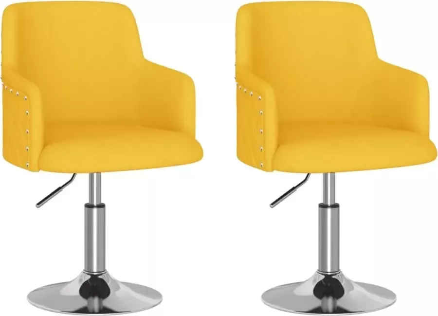VidaXL Eetkamerstoelen 2 st stof mosterdgeel - Foto 2