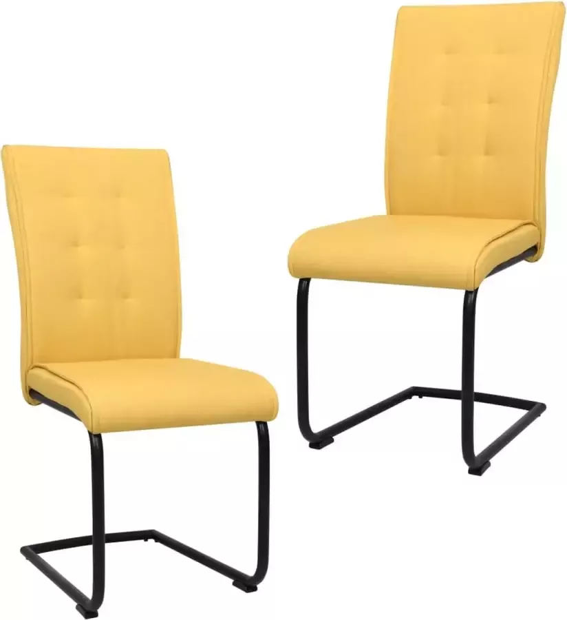 VidaXL Eetkamerstoelen 2 st stof mosterdgeel