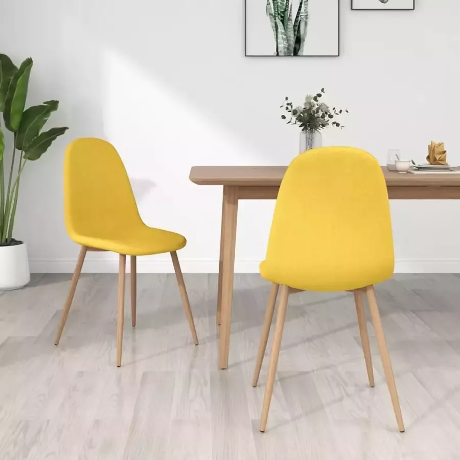 VidaXL Eetkamerstoelen 2 st stof mosterdgeel