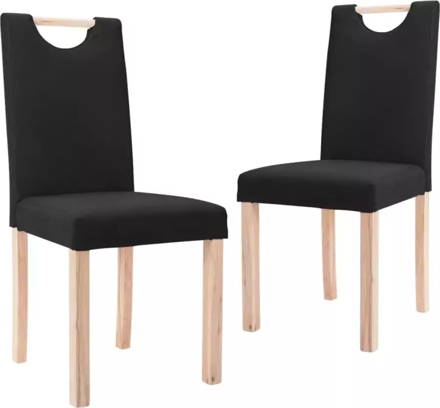 VidaXL Eetkamerstoelen 2 st stof zwart - Foto 2