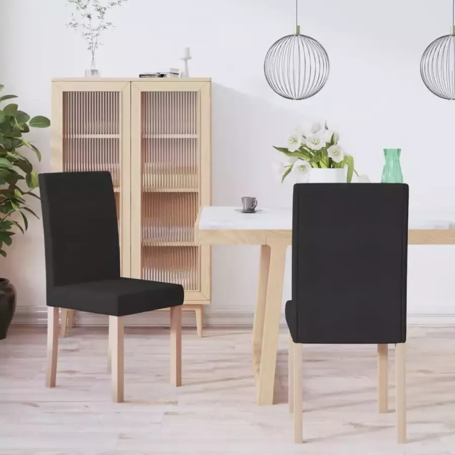 VidaXL Eetkamerstoelen 2 st stof zwart - Foto 2