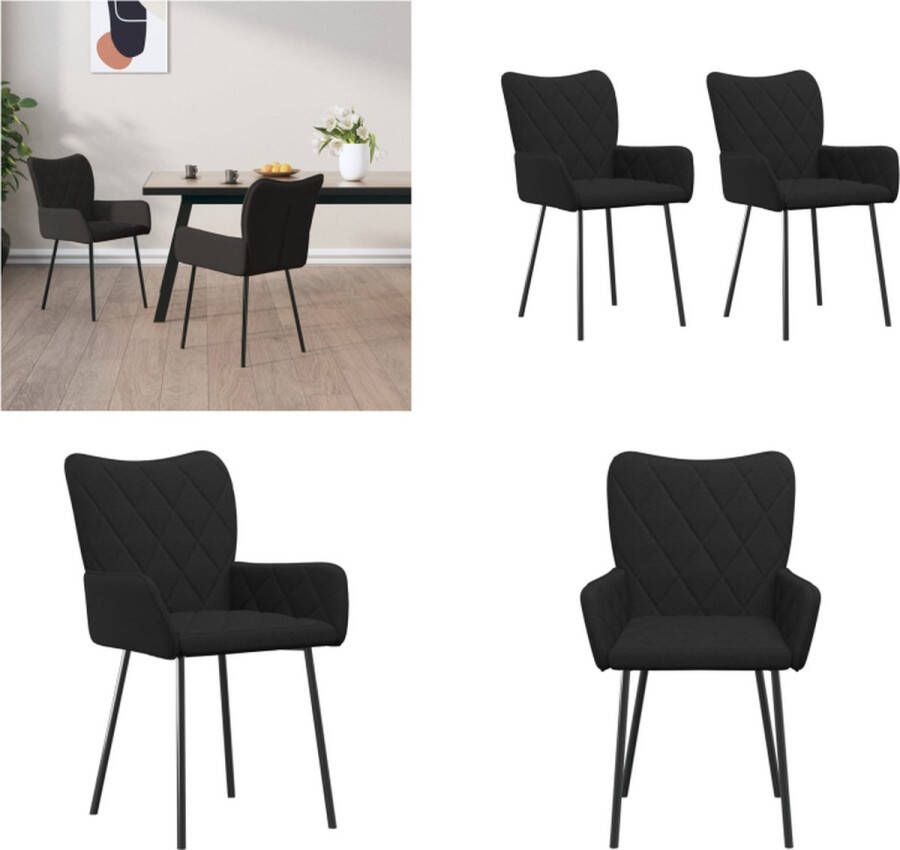 VidaXL -Eetkamerstoelen-2-st-stof-zwart - Foto 2