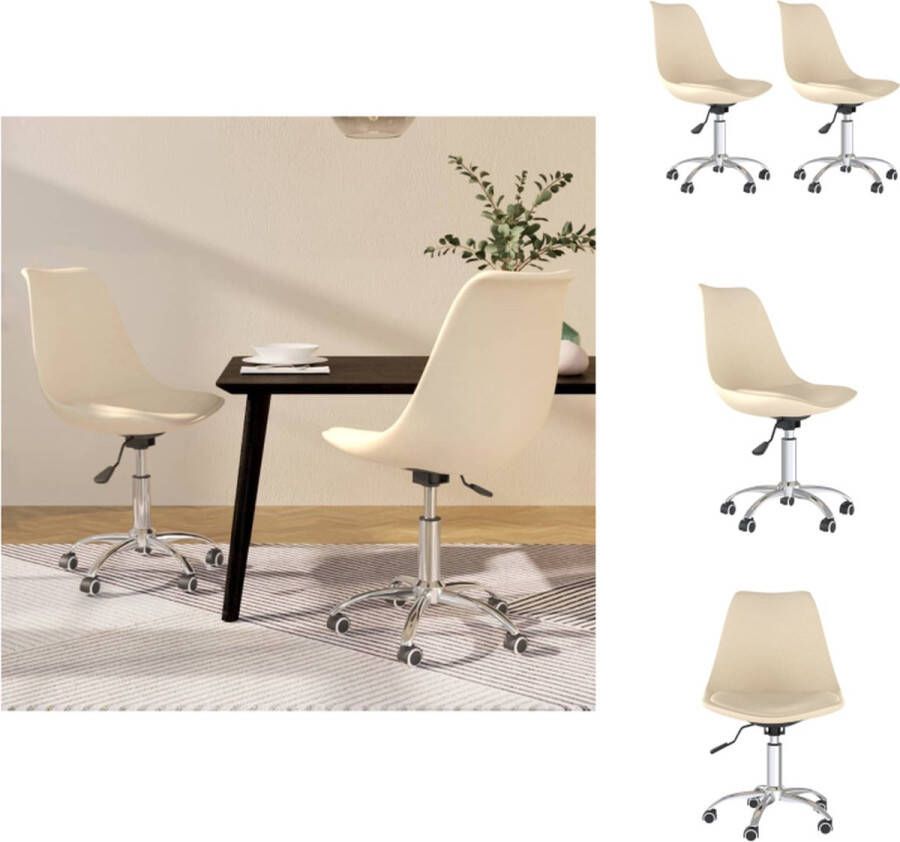 VidaXL Eetstoel Eetstoelen Keukenstoel Stoel Eetkamerstoelen 2 st draaibaar stof crèmekleurig